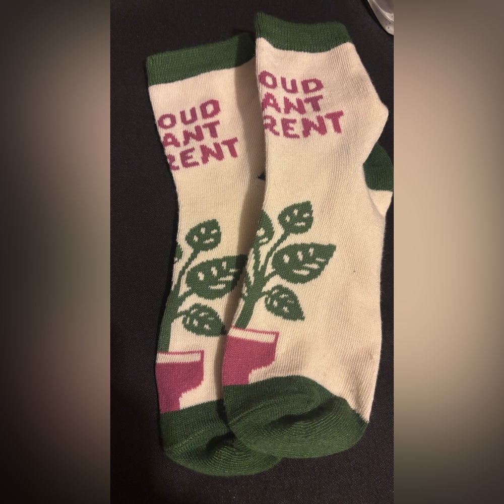Green and Cream Plant Print Socks